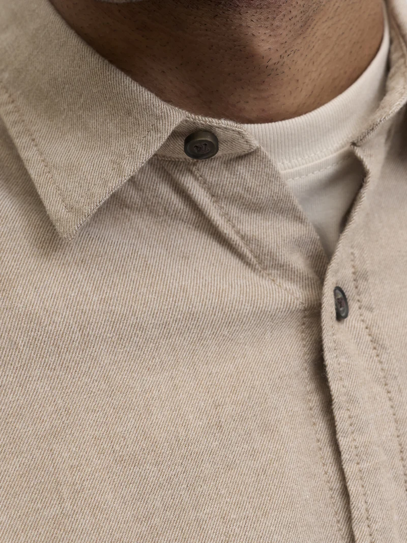 JJECLASSIC MELANGE SHIRT L/S NOOS, Oatmeal