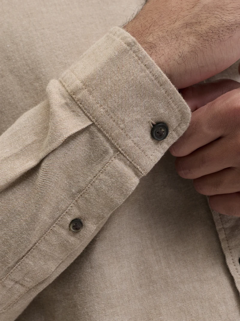 JJECLASSIC MELANGE SHIRT L/S NOOS, Oatmeal
