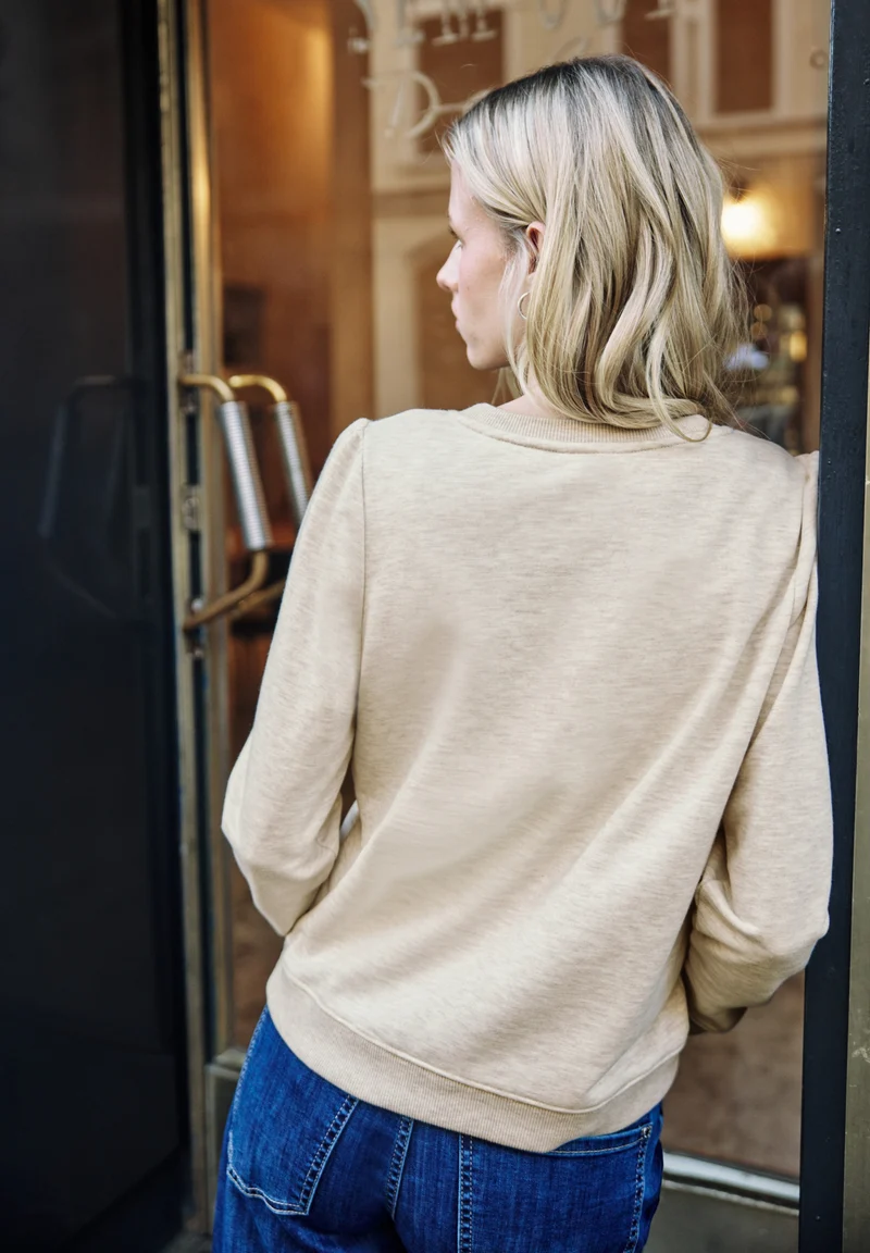 shirt w.button panel, buffed beige mel.