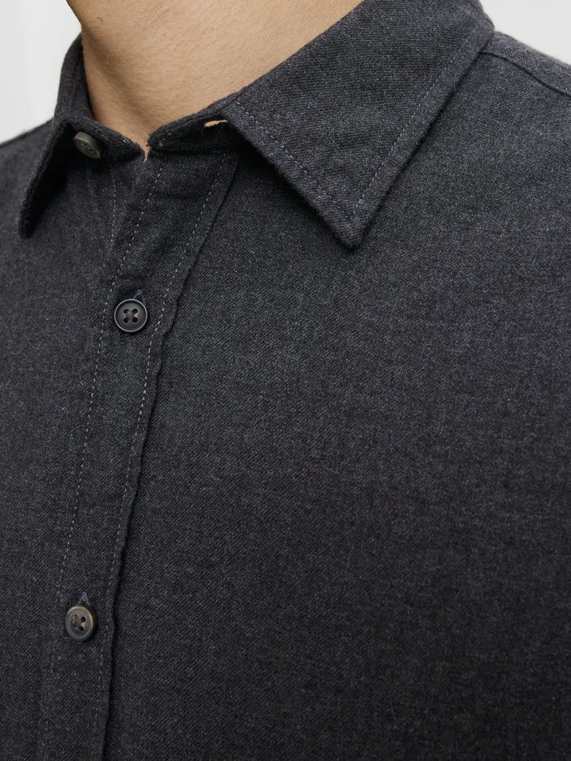 JJECLASSIC MELANGE SHIRT L/S NOOS, Dark Grey Melange