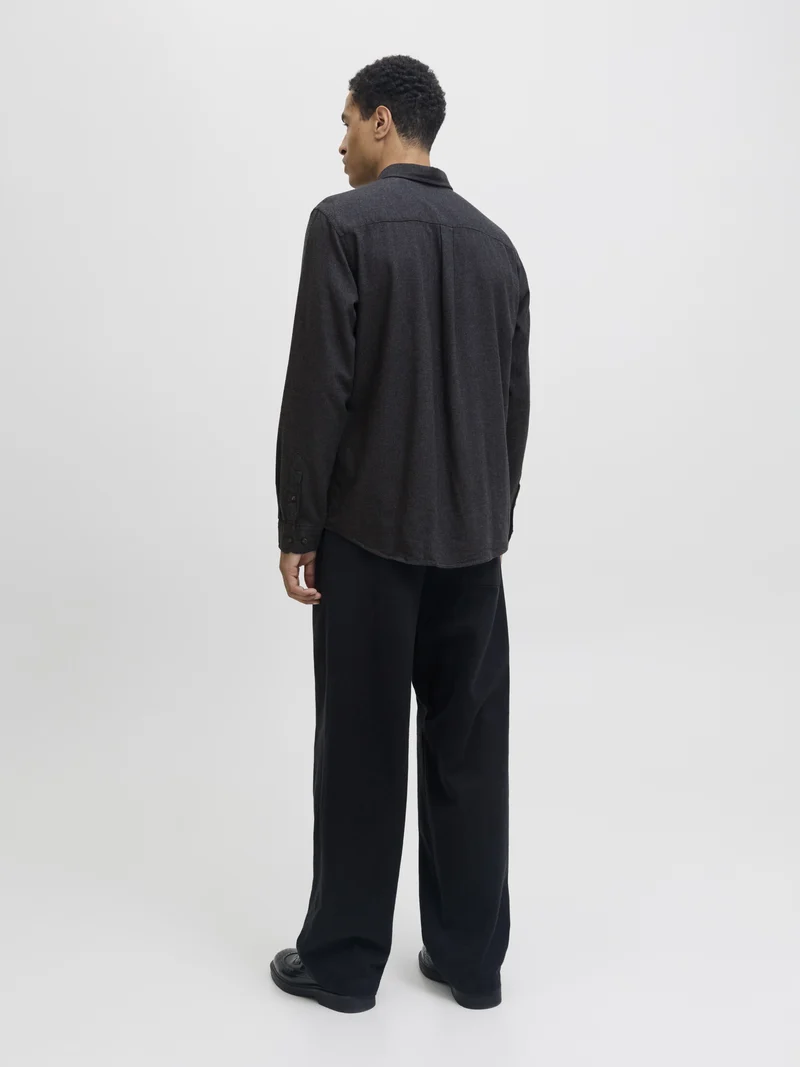 JJECLASSIC MELANGE SHIRT L/S NOOS, Dark Grey Melange