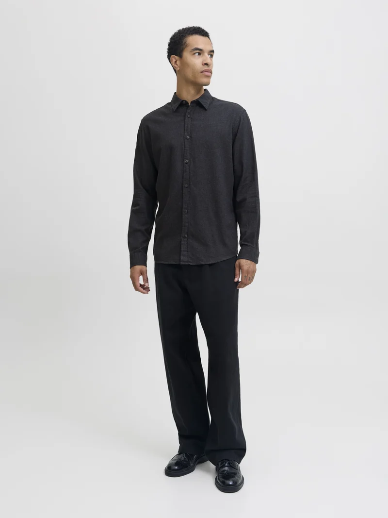 JJECLASSIC MELANGE SHIRT L/S NOOS, Dark Grey Melange