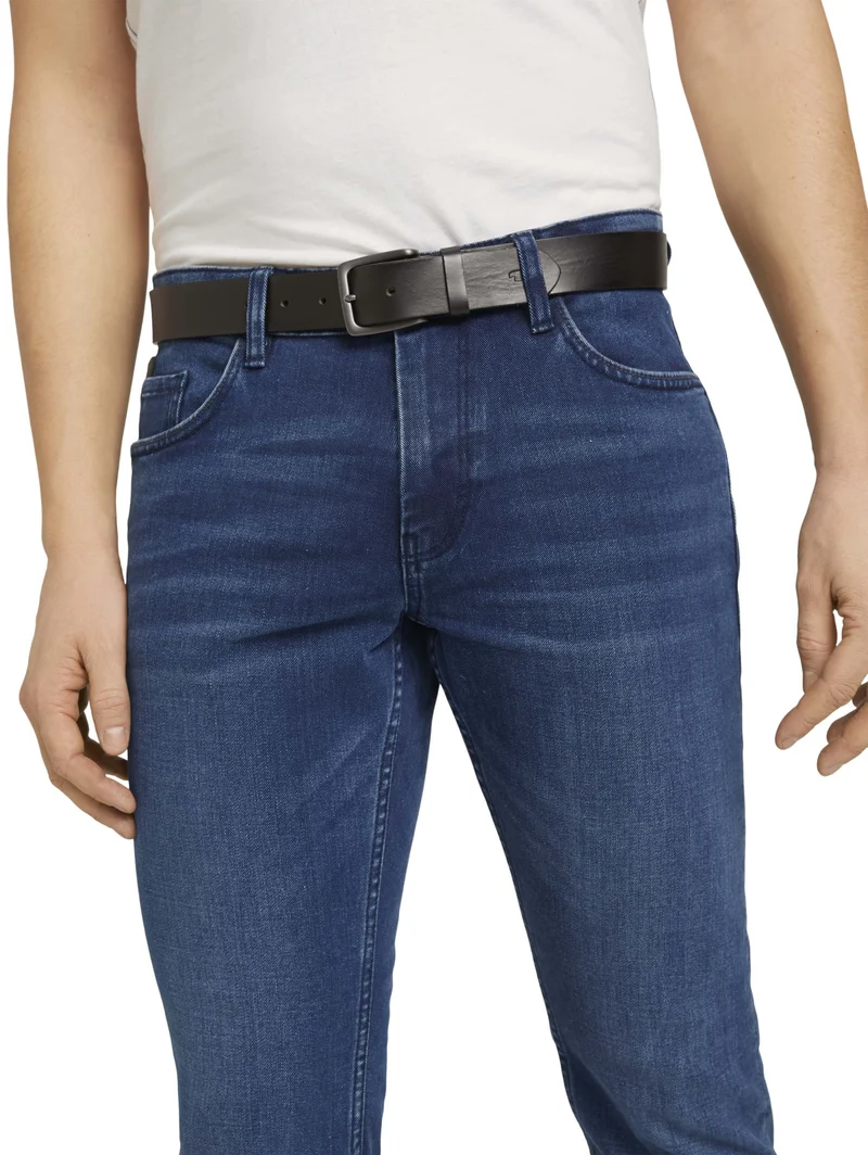 TTSCOTT Herren Ledergürtel mit rech, black uni