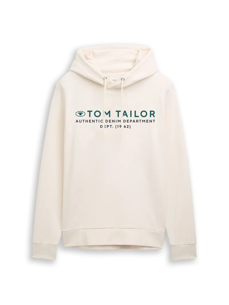 printed hoodie, Gardenia White