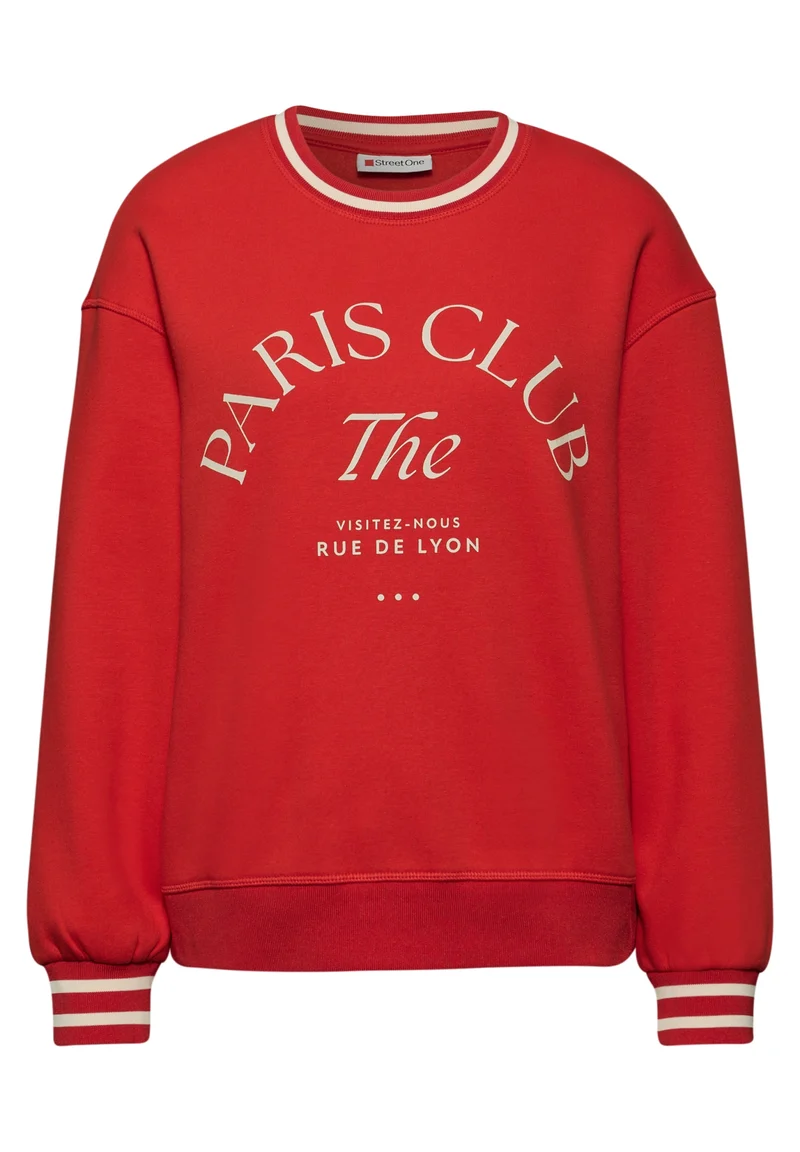 Loose Fit Crewneck w. Collage, racing red