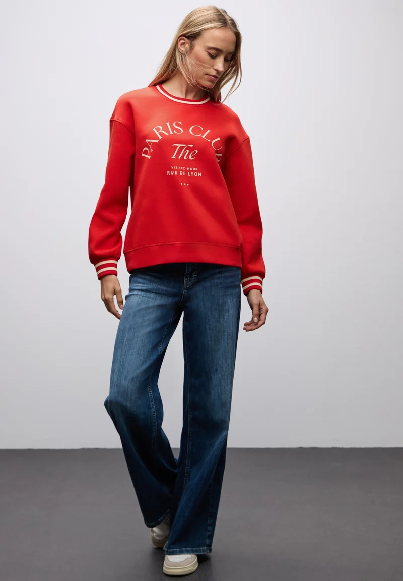Loose Fit Crewneck w. Collage, racing red