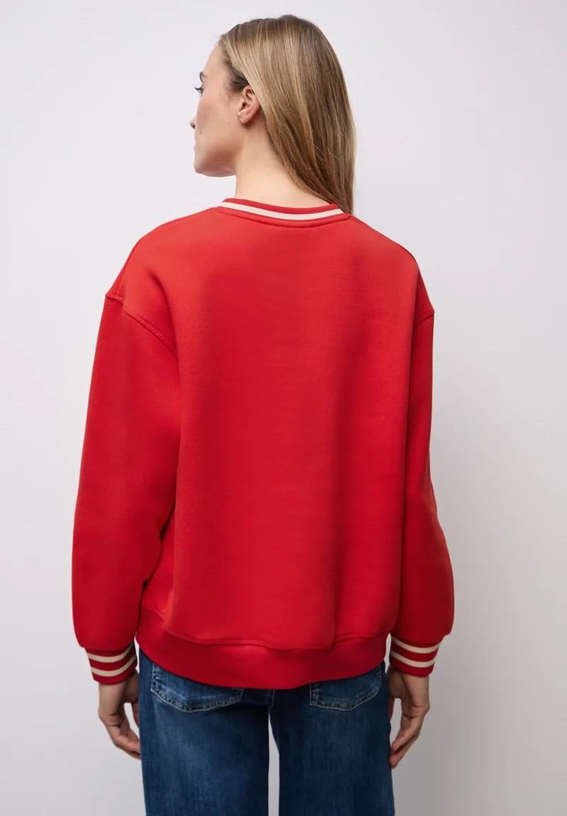 Loose Fit Crewneck w. Collage, racing red