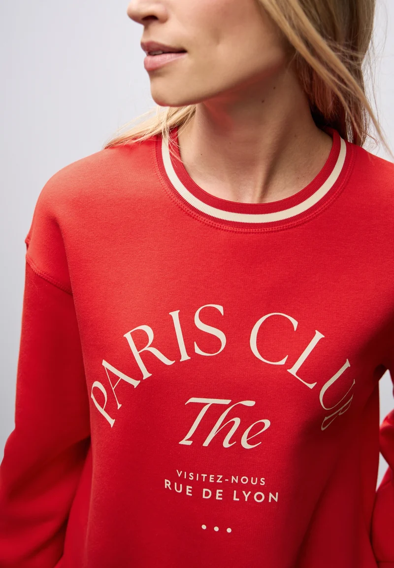 Loose Fit Crewneck w. Collage, racing red