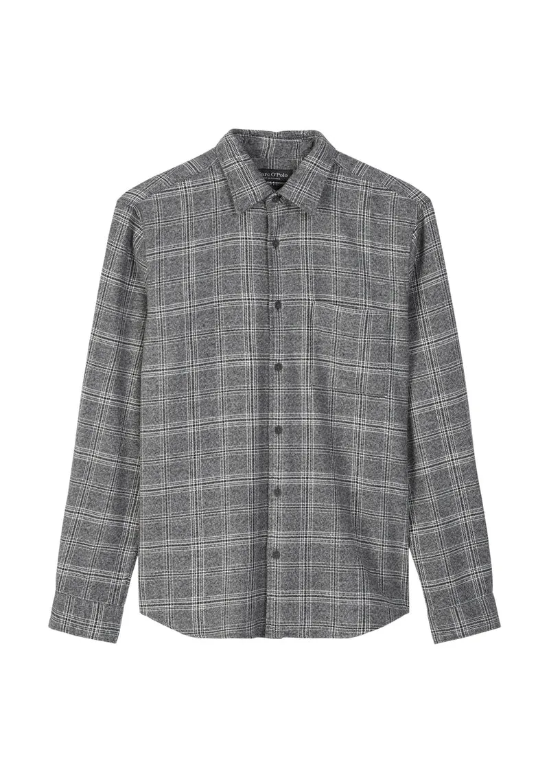 Kent collar, long sleeves, one rect, multi/grey melange