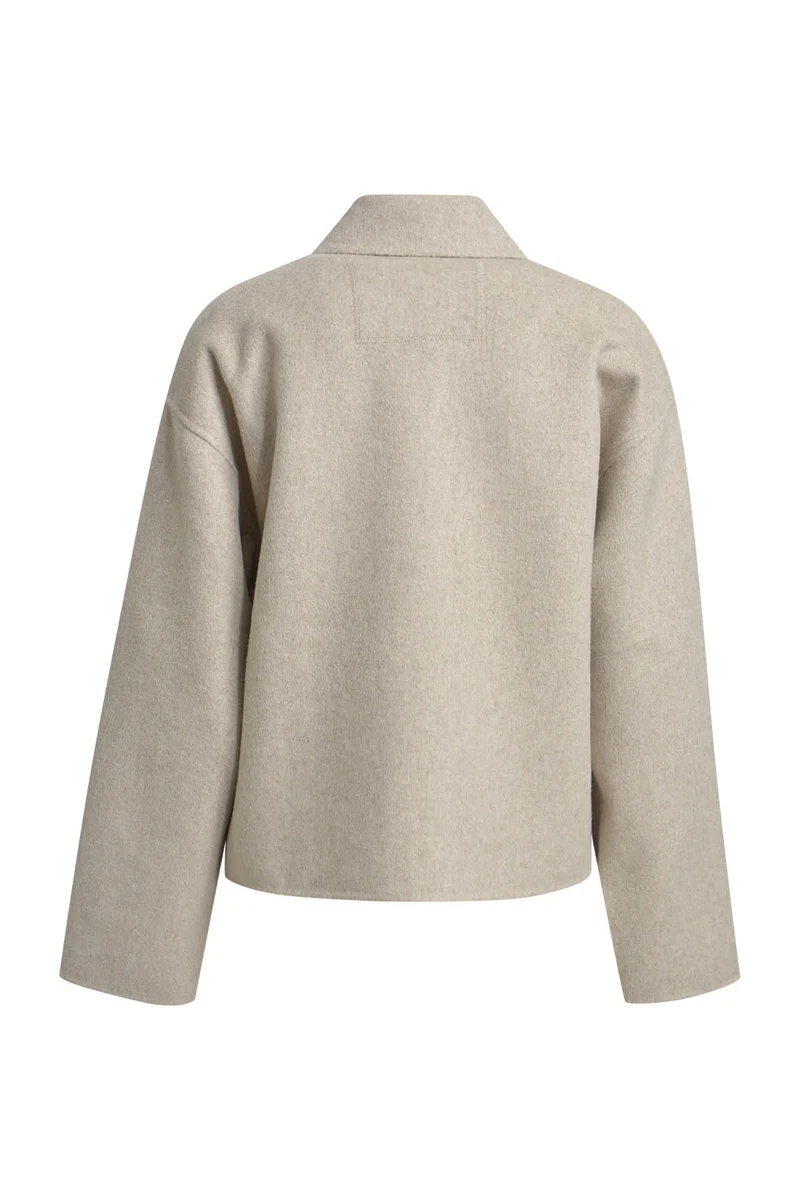 SHORT WOOL BLENDED JACKET, BEIGE MELANGE