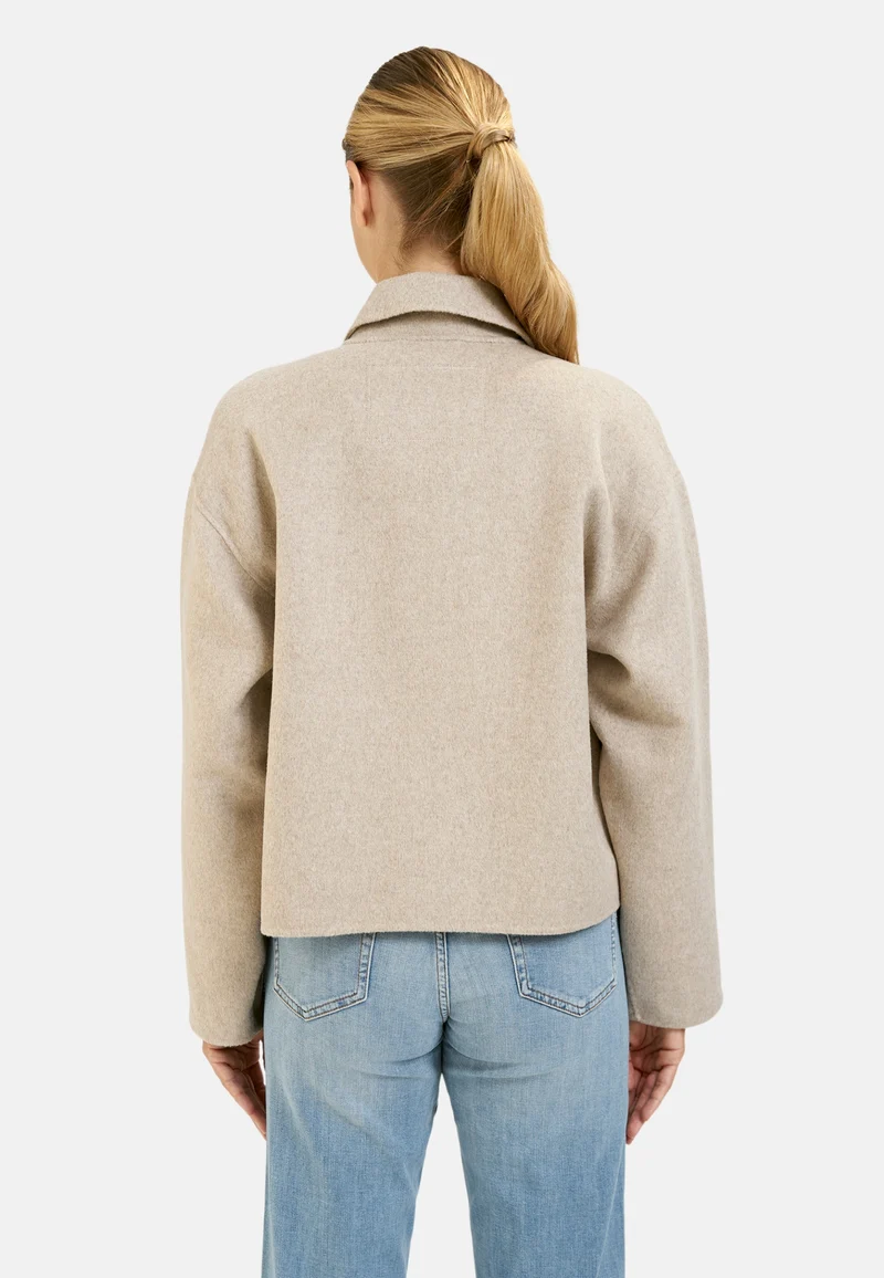 SHORT WOOL BLENDED JACKET, BEIGE MELANGE