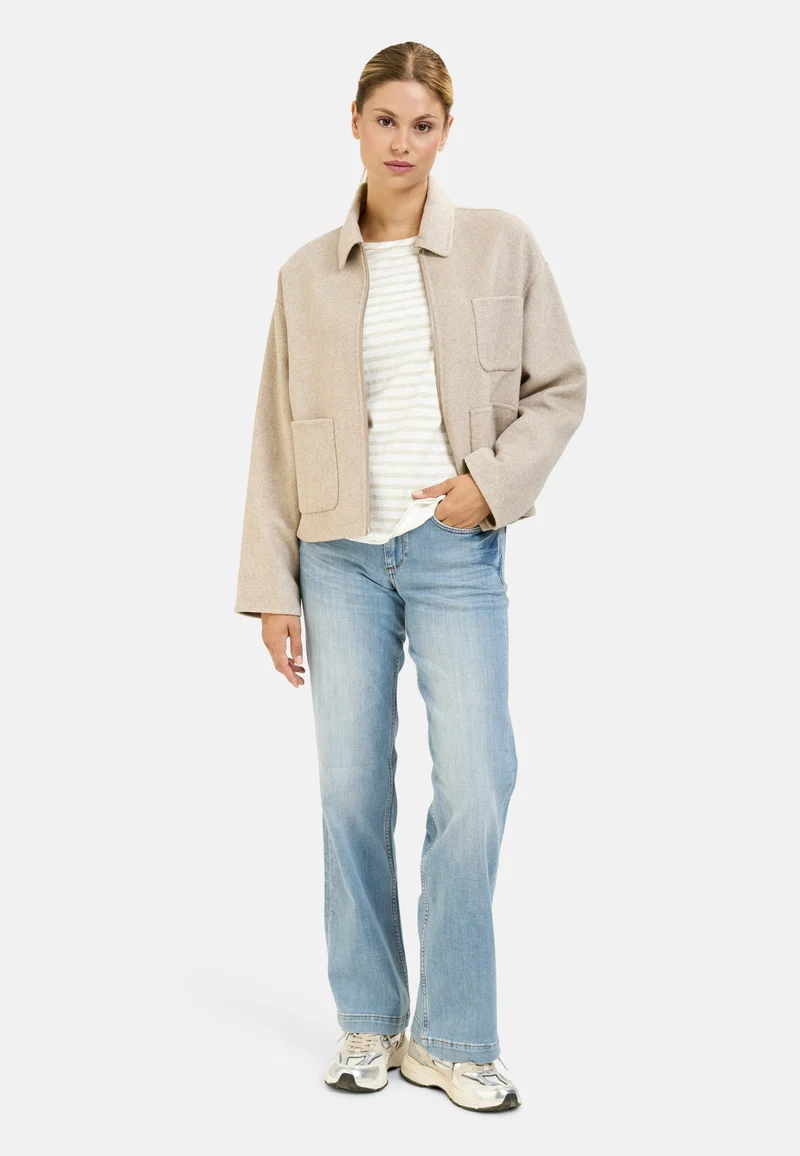 SHORT WOOL BLENDED JACKET, BEIGE MELANGE