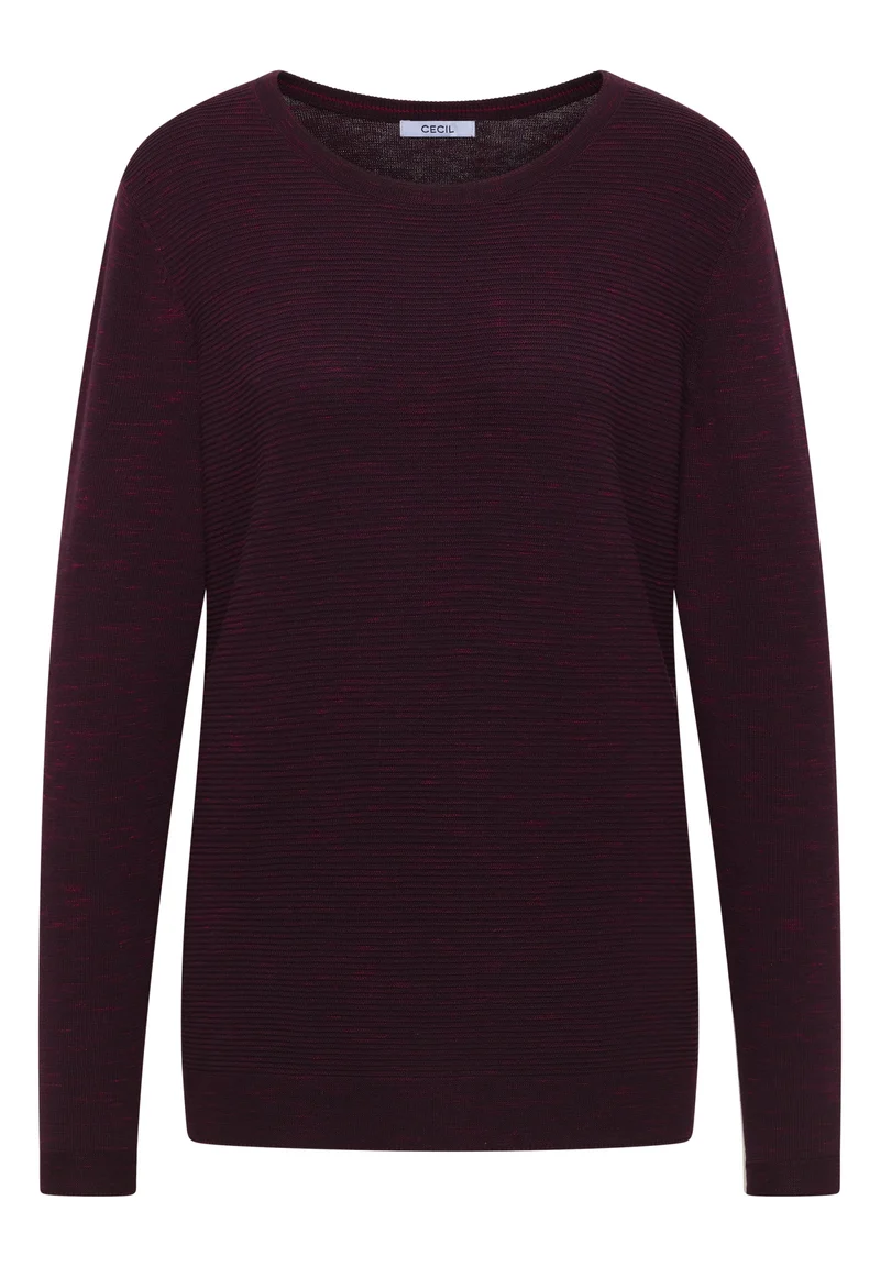 NOS_structured Roundneck, eggplant red heather melange