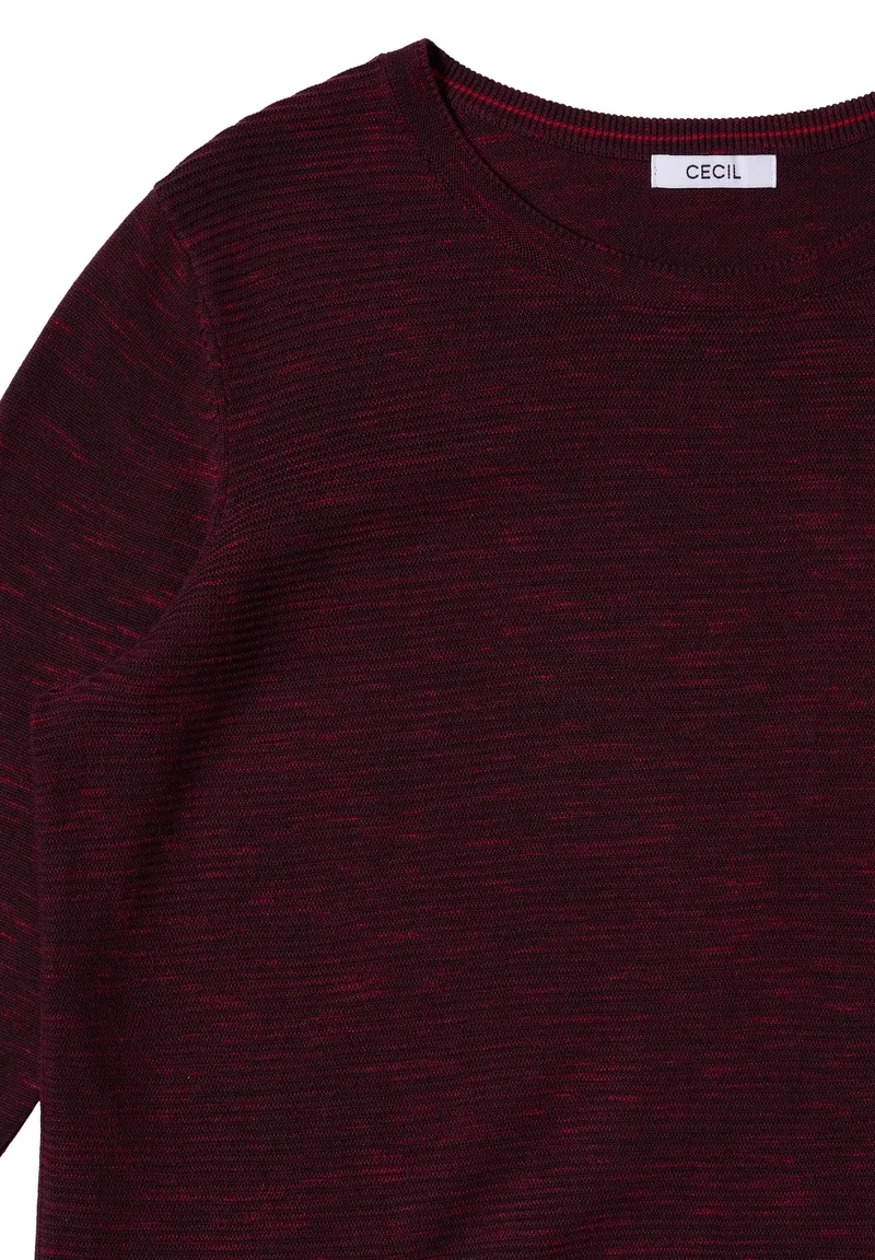 NOS_structured Roundneck, eggplant red heather melange