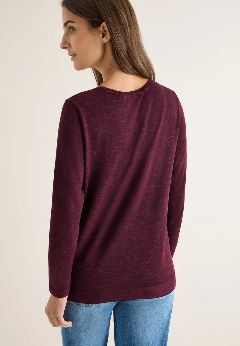 NOS_structured Roundneck, eggplant red heather melange