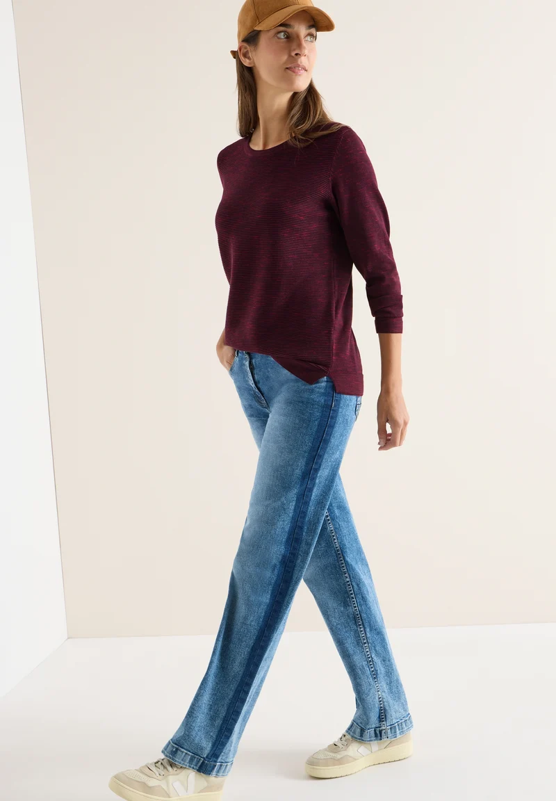 NOS_structured Roundneck, eggplant red heather melange