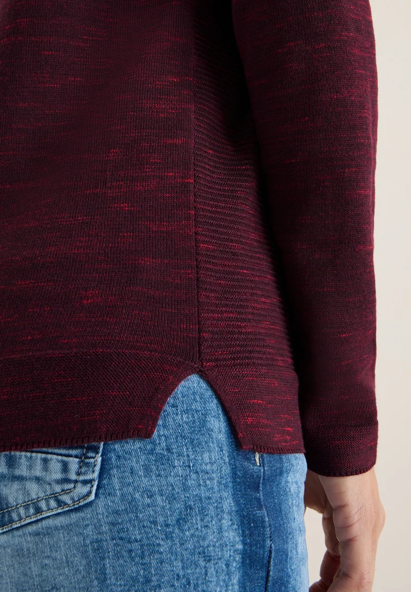NOS_structured Roundneck, eggplant red heather melange