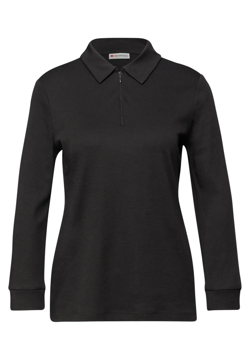 LTD QR basic polo shirt w.zipp, darkest brown