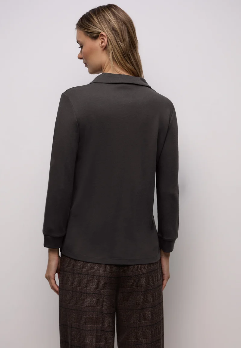 LTD QR basic polo shirt w.zipp, darkest brown