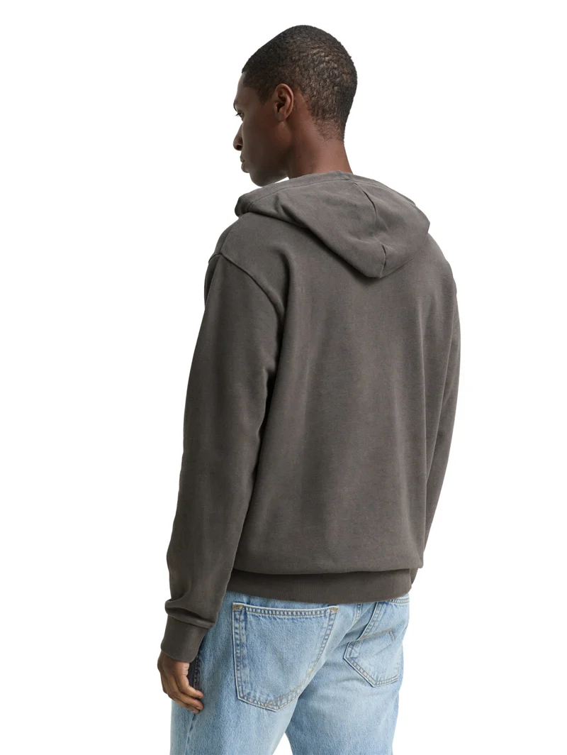 overdyed hoodie with embroider, Black