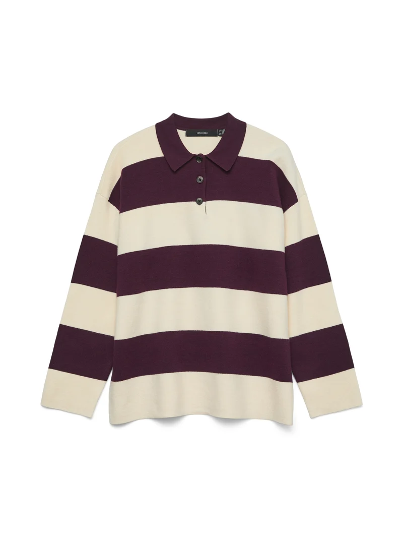 VMSABA POLONECK LS PULLOVER, Winetasting/W. BIRCH STRIPES + WINE