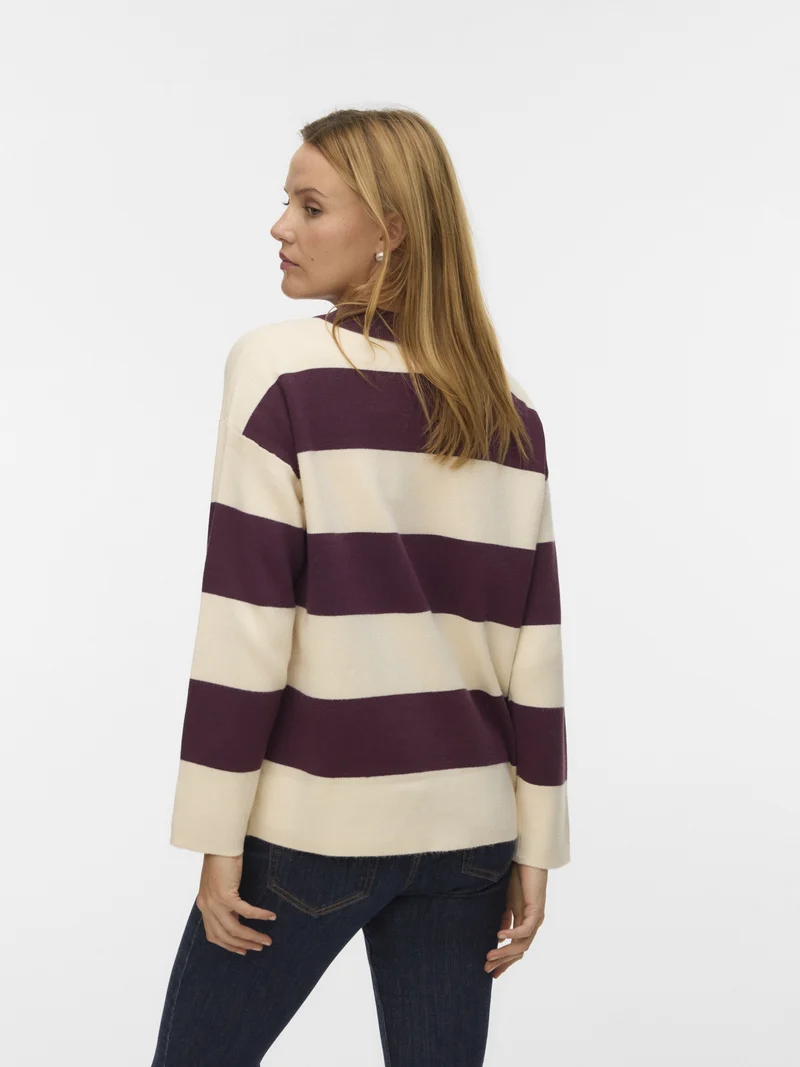 VMSABA POLONECK LS PULLOVER, Winetasting/W. BIRCH STRIPES + WINE