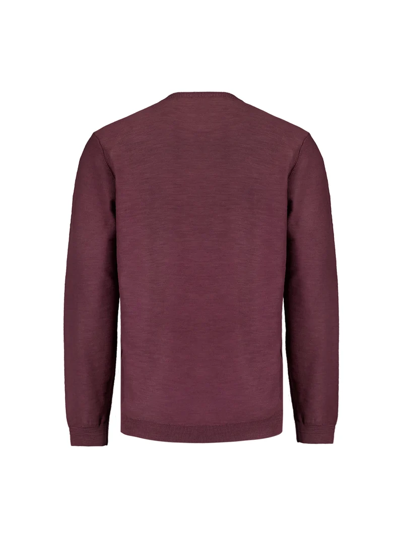Pullover Crewneck Garment Dyed + Stone Washed, Dark Wine