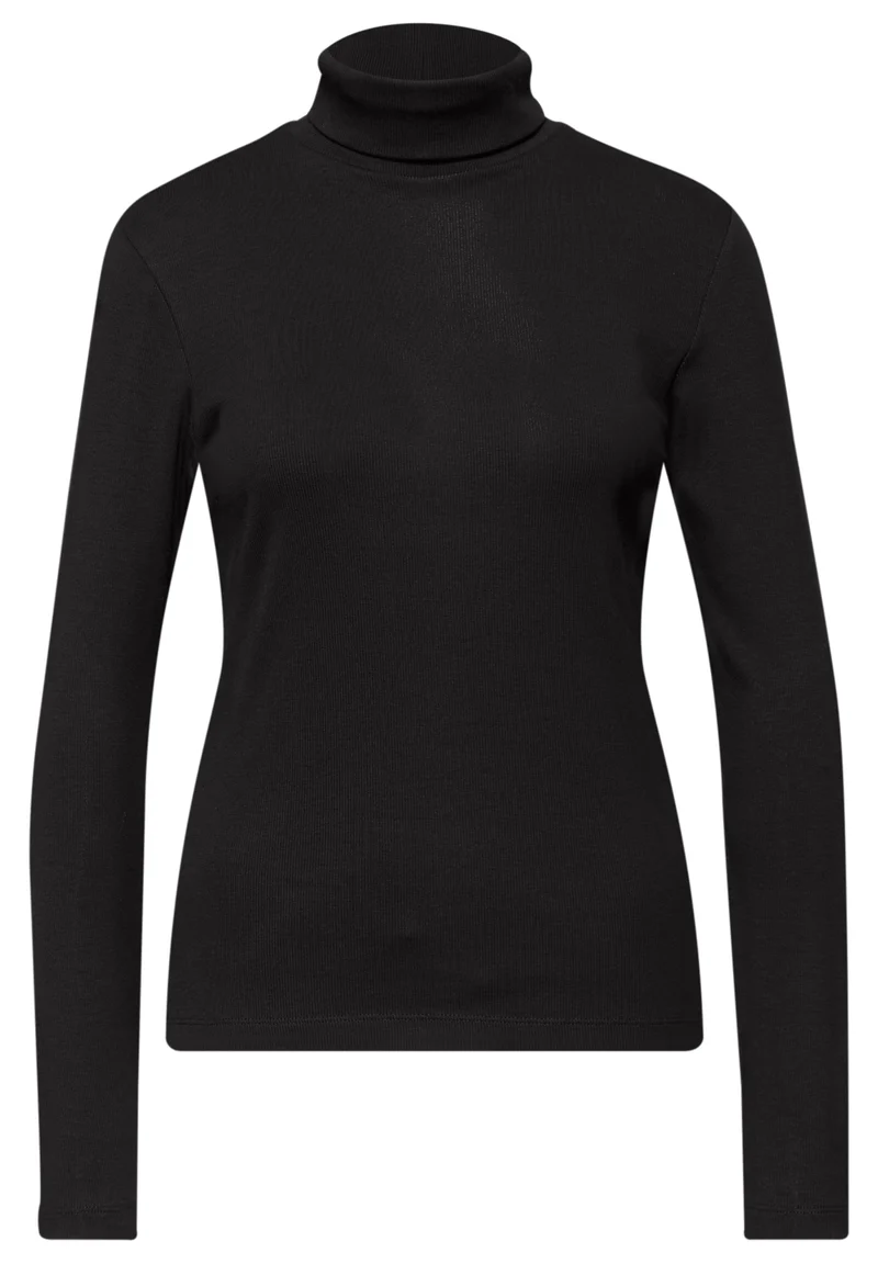 LTD QR basic rib roll neck shi, Black