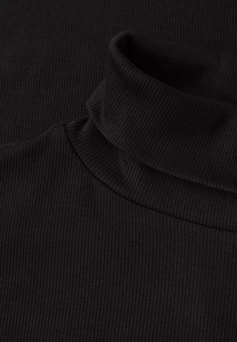 LTD QR basic rib roll neck shi, Black