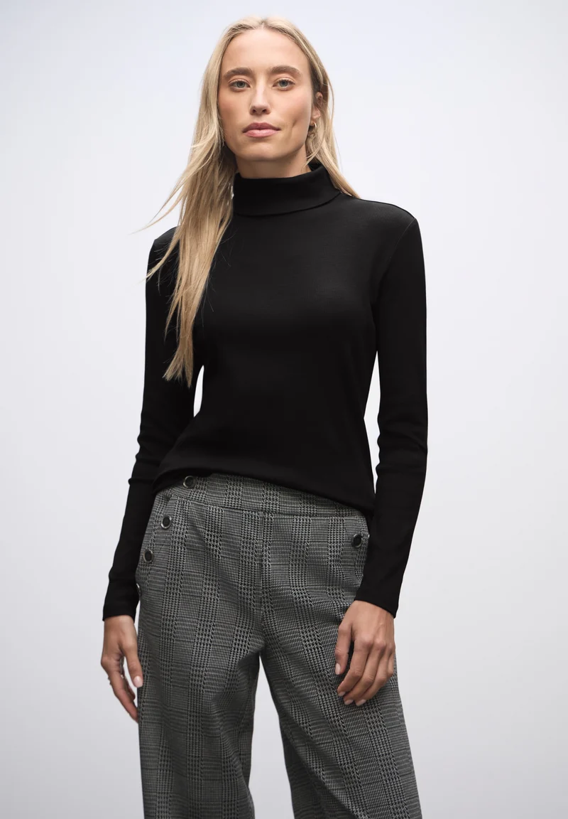 LTD QR basic rib roll neck shi, Black