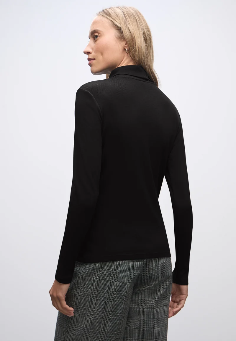 LTD QR basic rib roll neck shi, Black