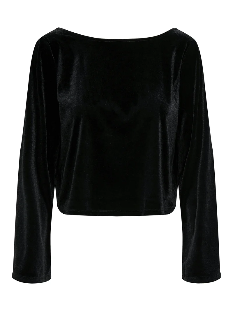 JDYVICTORY L/S VELVET BOW TOP JRS, Black/BOW