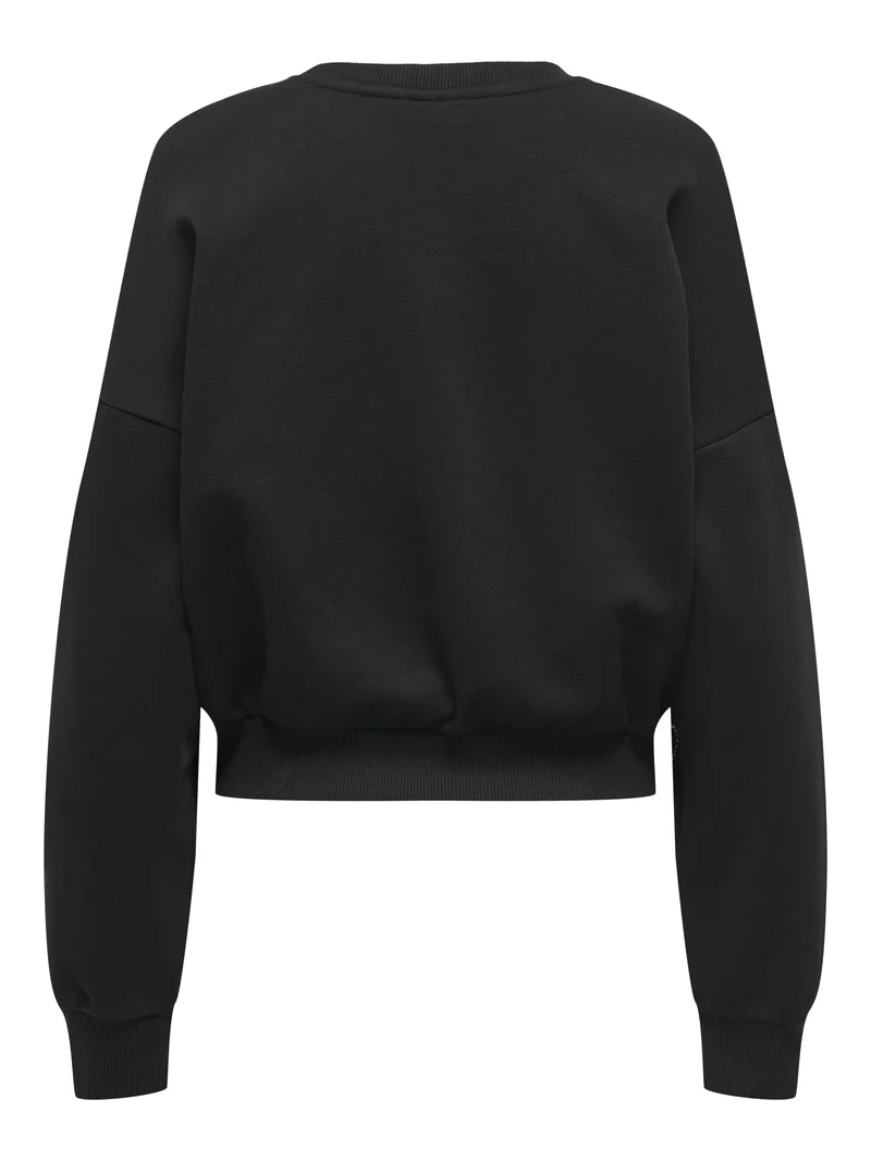 ONLBERIT L/S O-NECK SWT, Black/Heart silver rhinestone