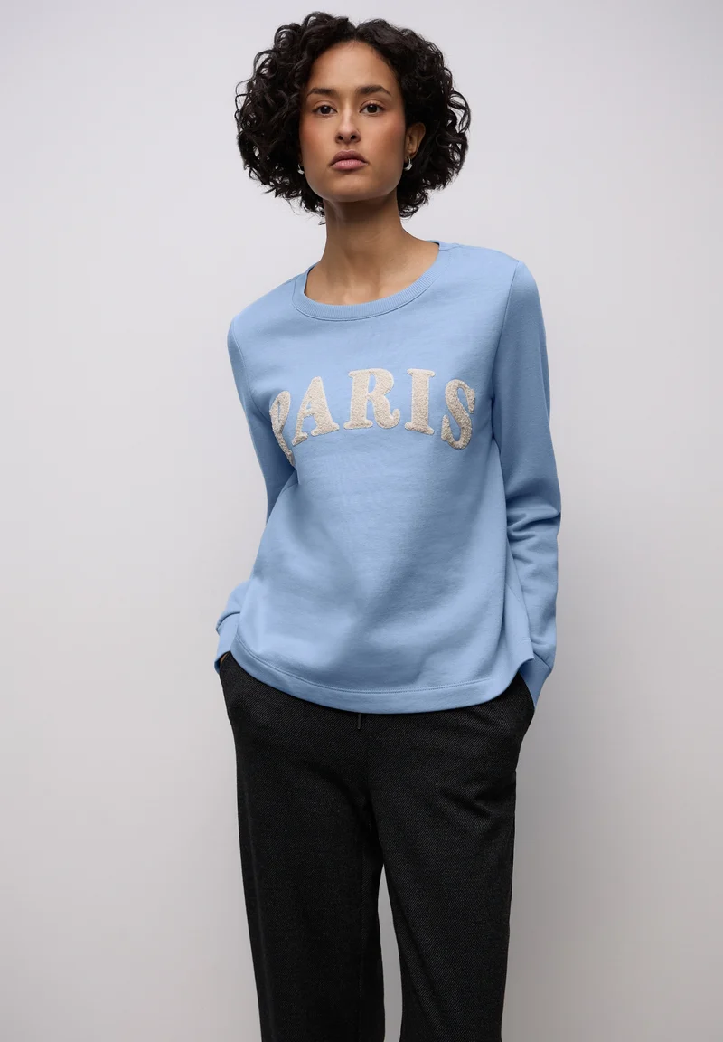 Crewneck w. Artwork, frosted blue