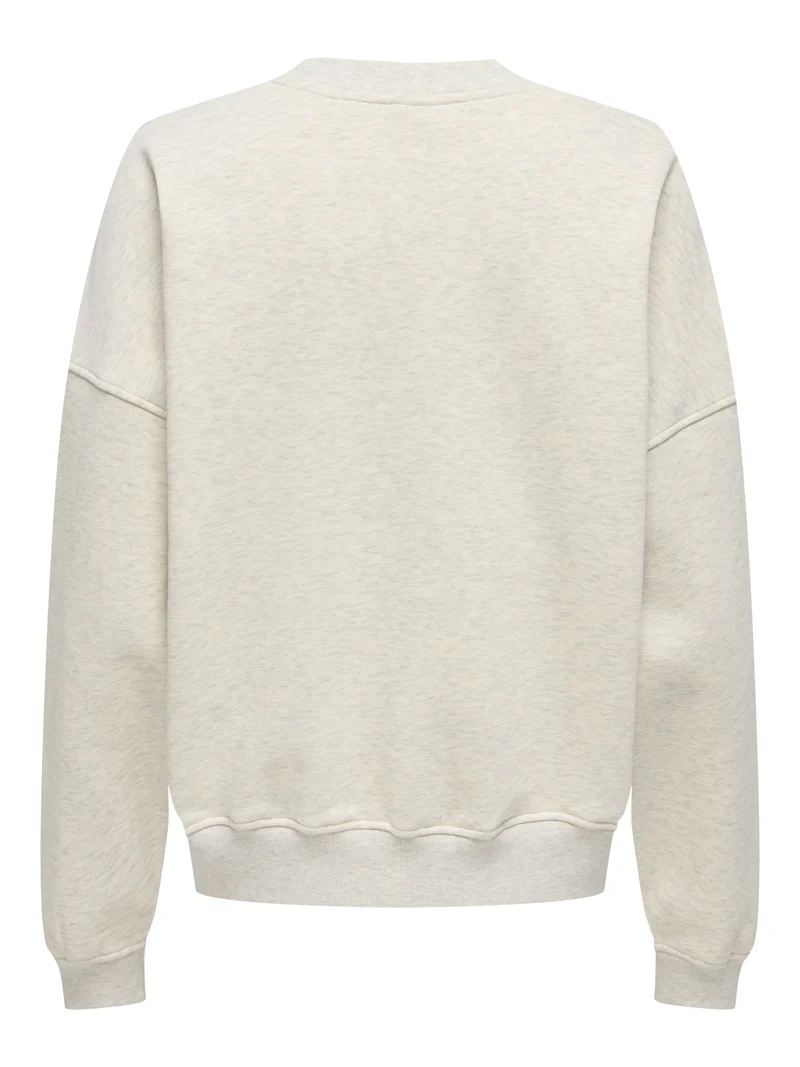 JDYMESA LIFE L/S O-NK EMB SWEAT JRS, Oatmeal/CHAMPS CABERNET EMB