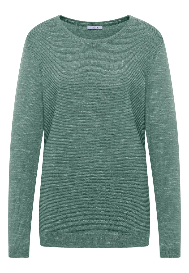 NOS_structured Roundneck, smoky green heather melange