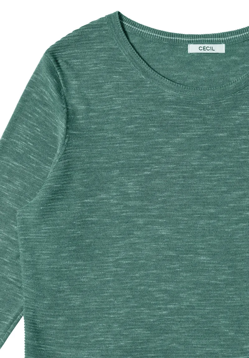 NOS_structured Roundneck, smoky green heather melange