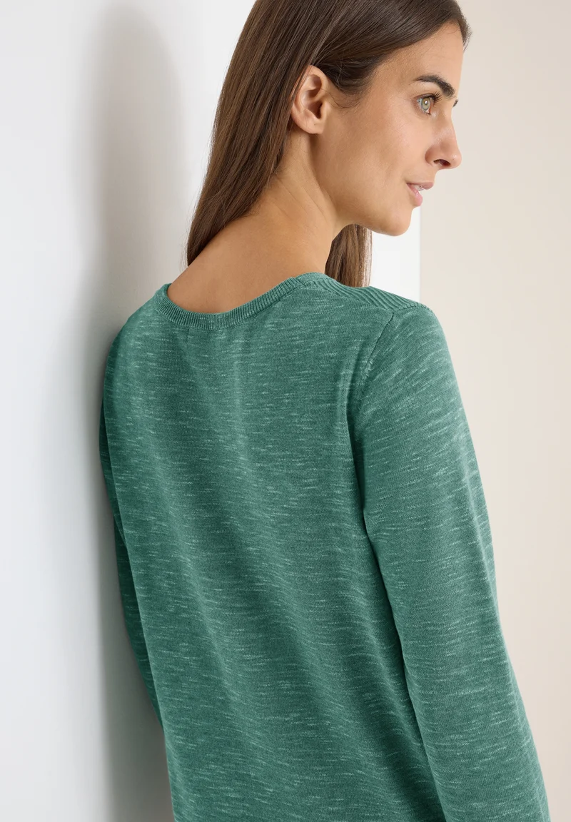NOS_structured Roundneck, smoky green heather melange