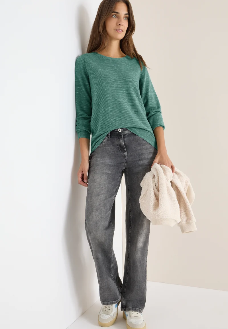 NOS_structured Roundneck, smoky green heather melange