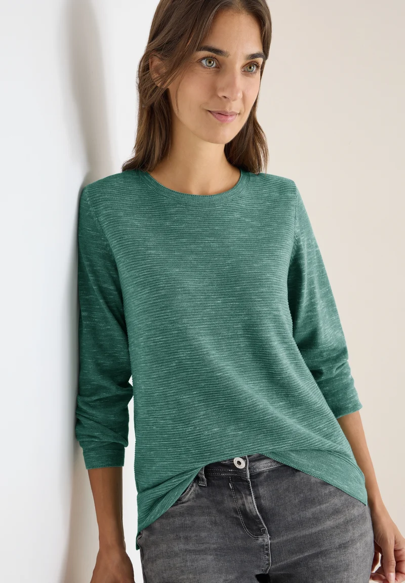 NOS_structured Roundneck, smoky green heather melange