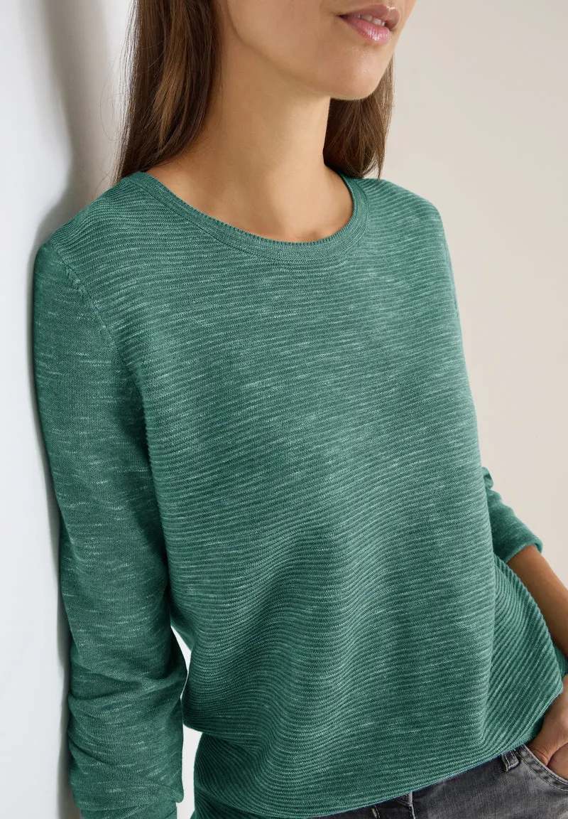 NOS_structured Roundneck, smoky green heather melange