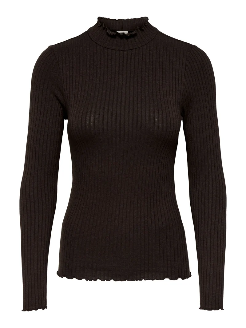 JDYFRANSISKA L/S HI-NCK TOP JR NOOS, Black Coffee