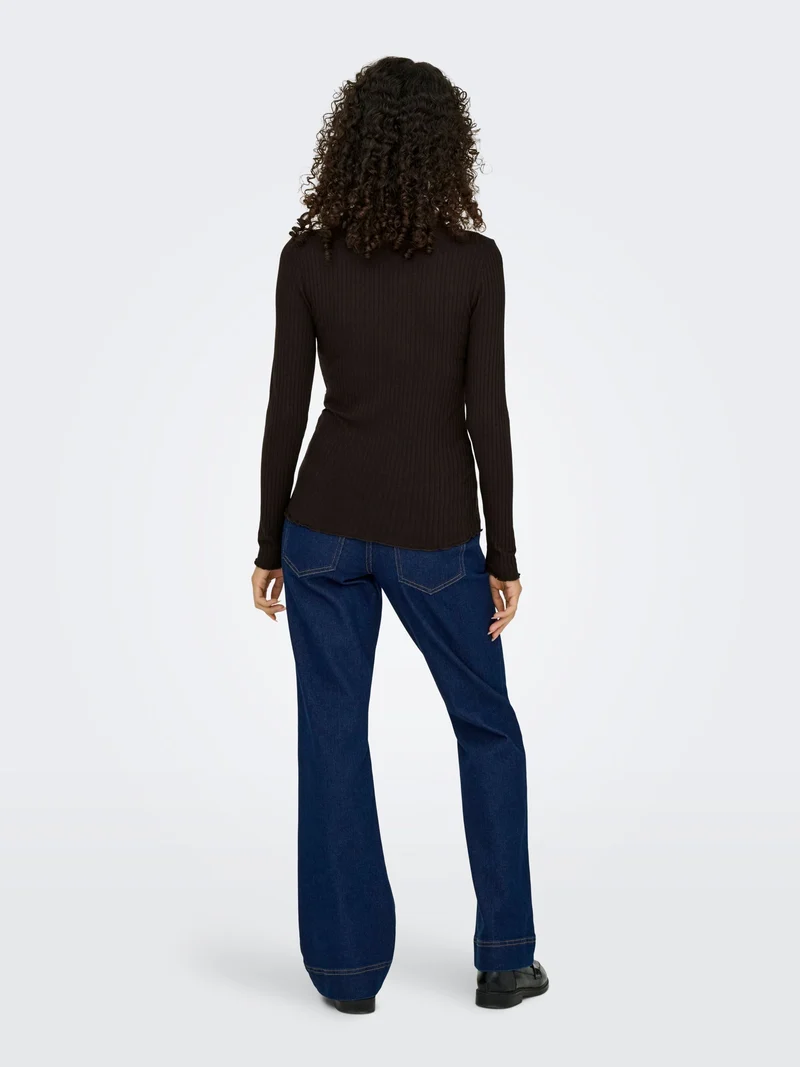 JDYFRANSISKA L/S HI-NCK TOP JR NOOS, Black Coffee