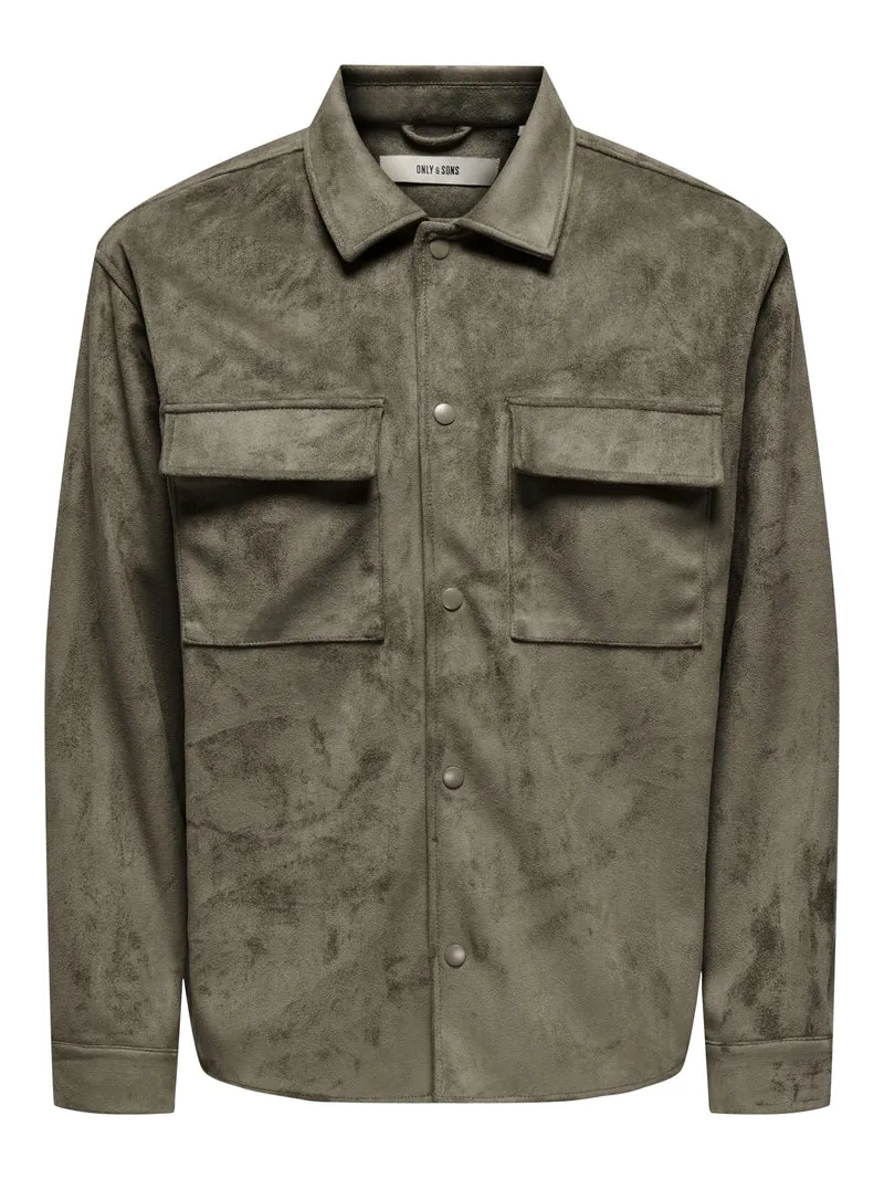 ONSRAVI FAKE SUEDE SHACKET OTW, Falcon
