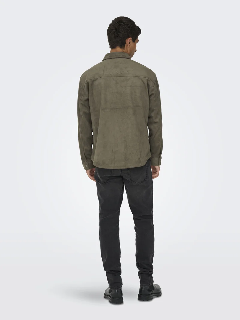 ONSRAVI FAKE SUEDE SHACKET OTW, Falcon