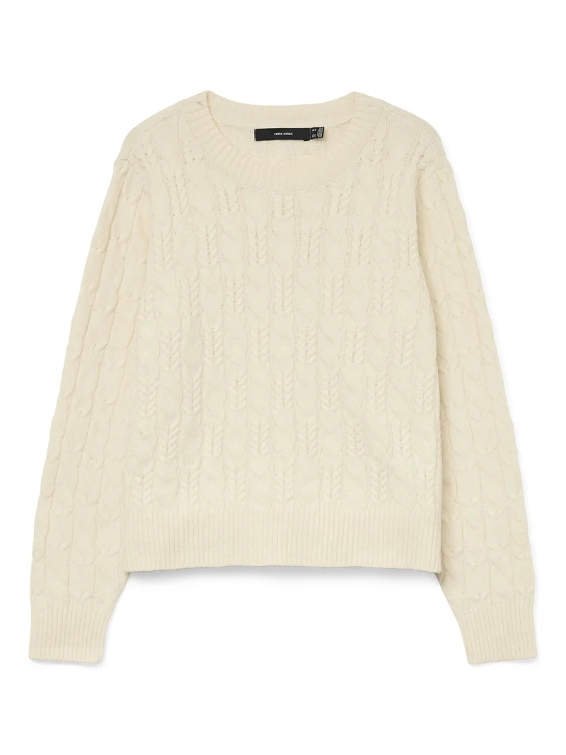 VMARIES LS O-NECK CABLE PULLOVER BF, Birch