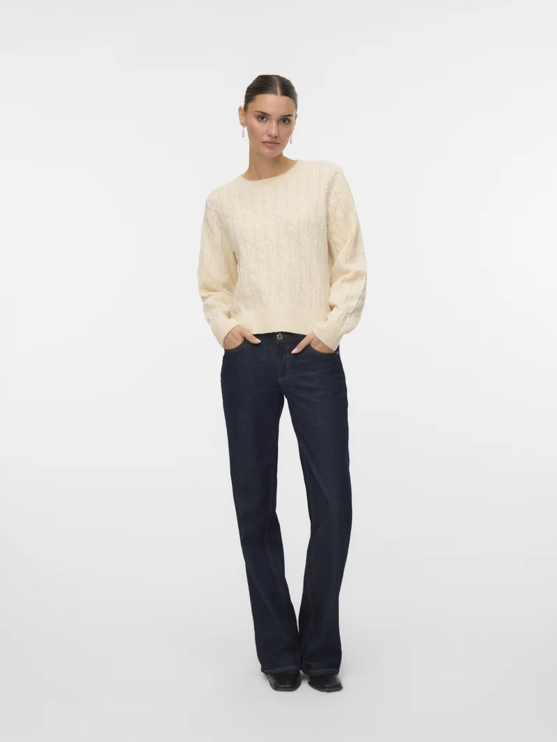 VMARIES LS O-NECK CABLE PULLOVER BF, Birch