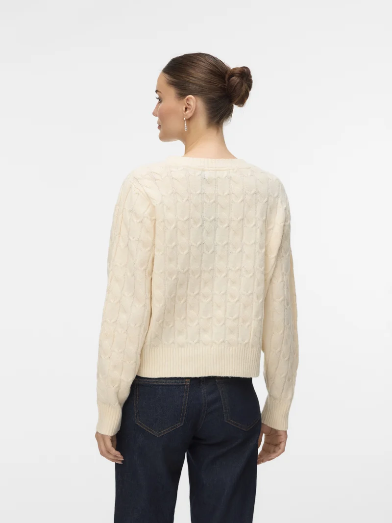 VMARIES LS O-NECK CABLE PULLOVER BF, Birch