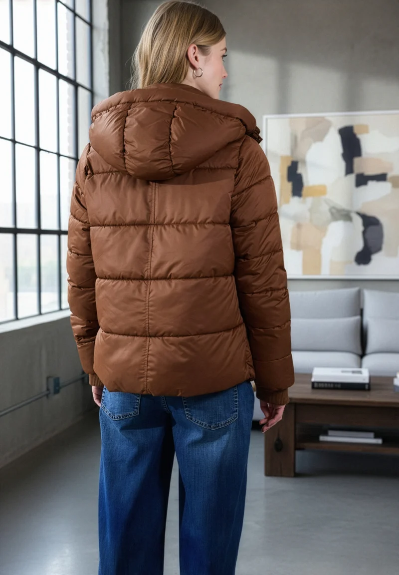 Studio Short Padded Jkt, full brown