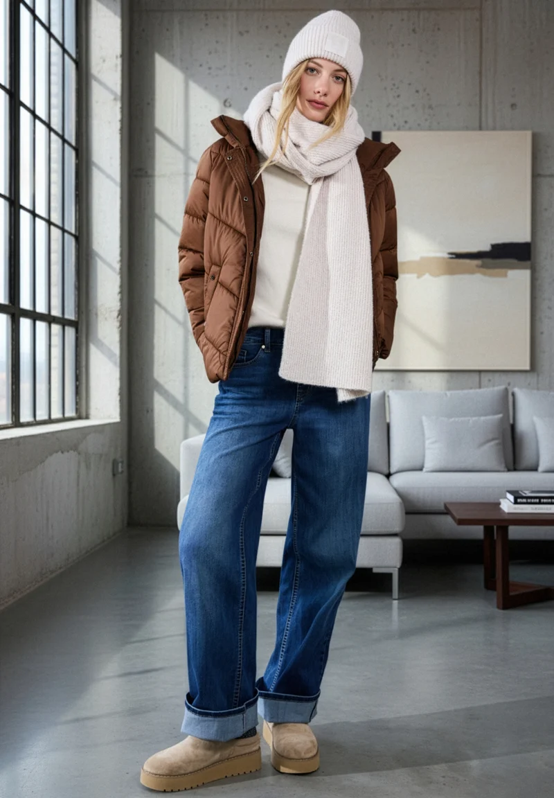 Studio Short Padded Jkt, full brown